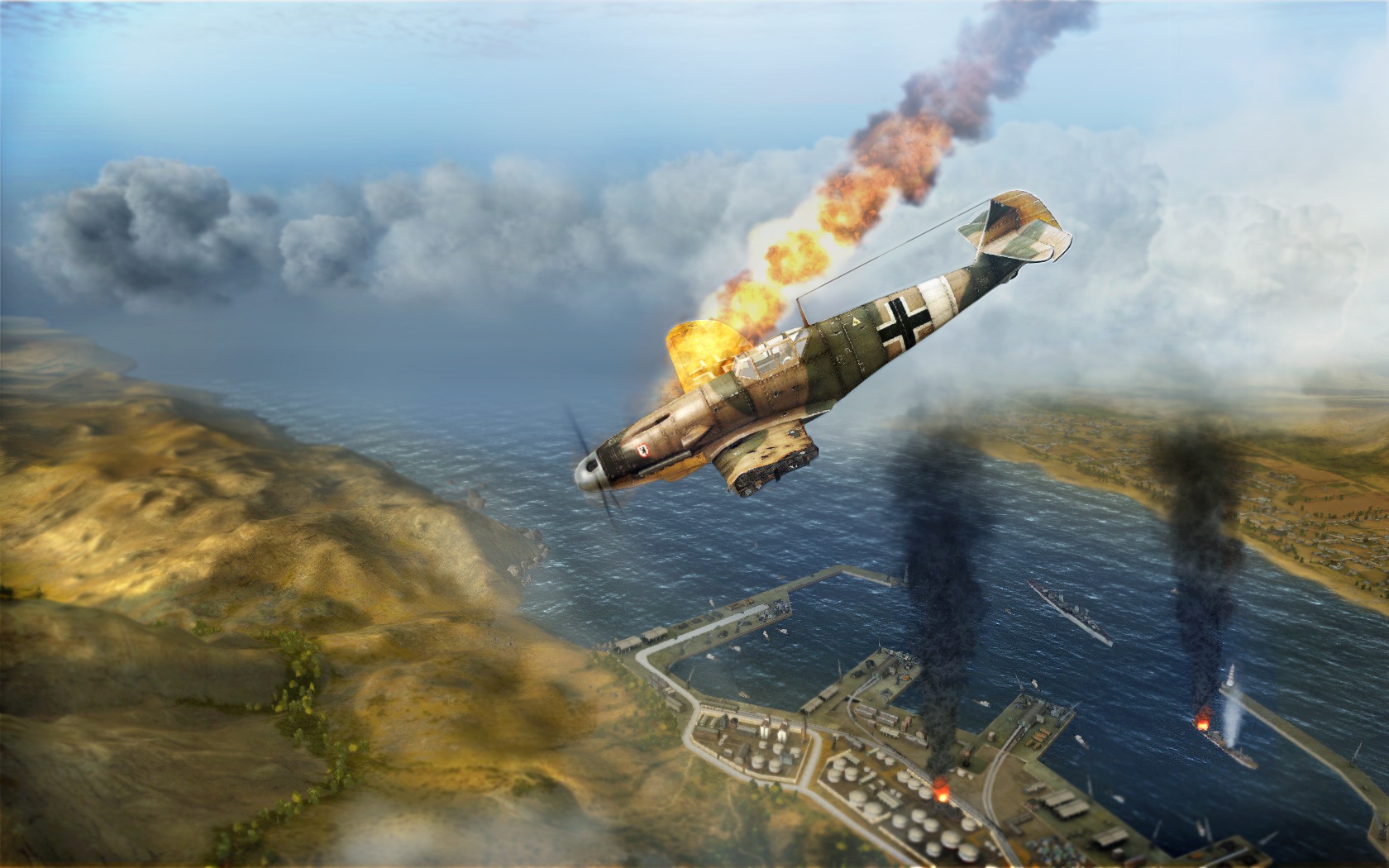 Самолеты игра 2 мировая. World of warplanes Скриншоты. Подбитый Мессершмитт. Мессершмитт 109 воздушный бой.